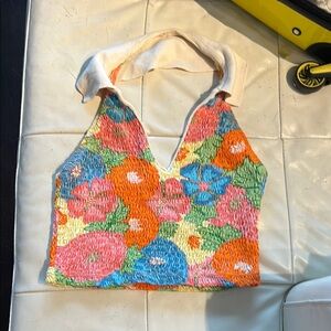 Zara Colorful Floral Halter Top